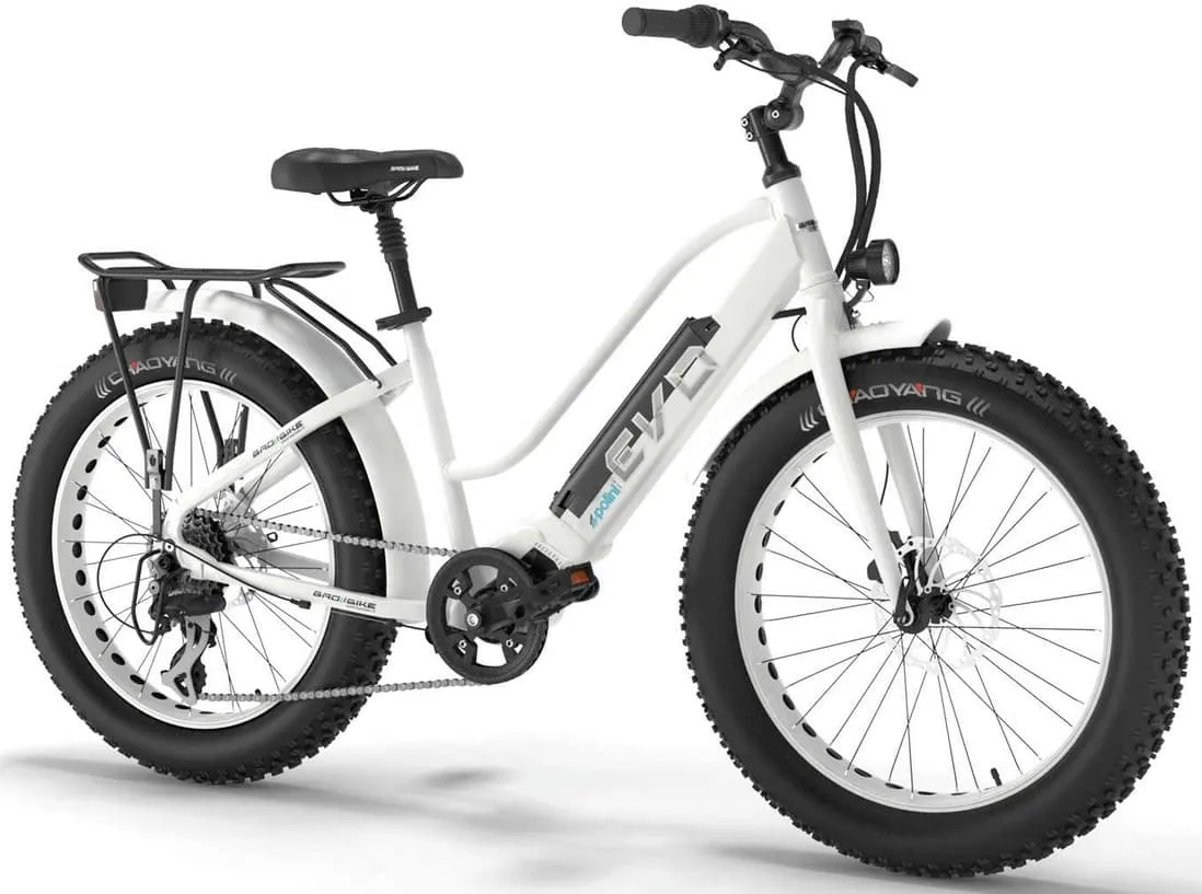 Elektrische Fatbike Dames Fiets Middenmotor Bad Bike Polini 250W Wit
