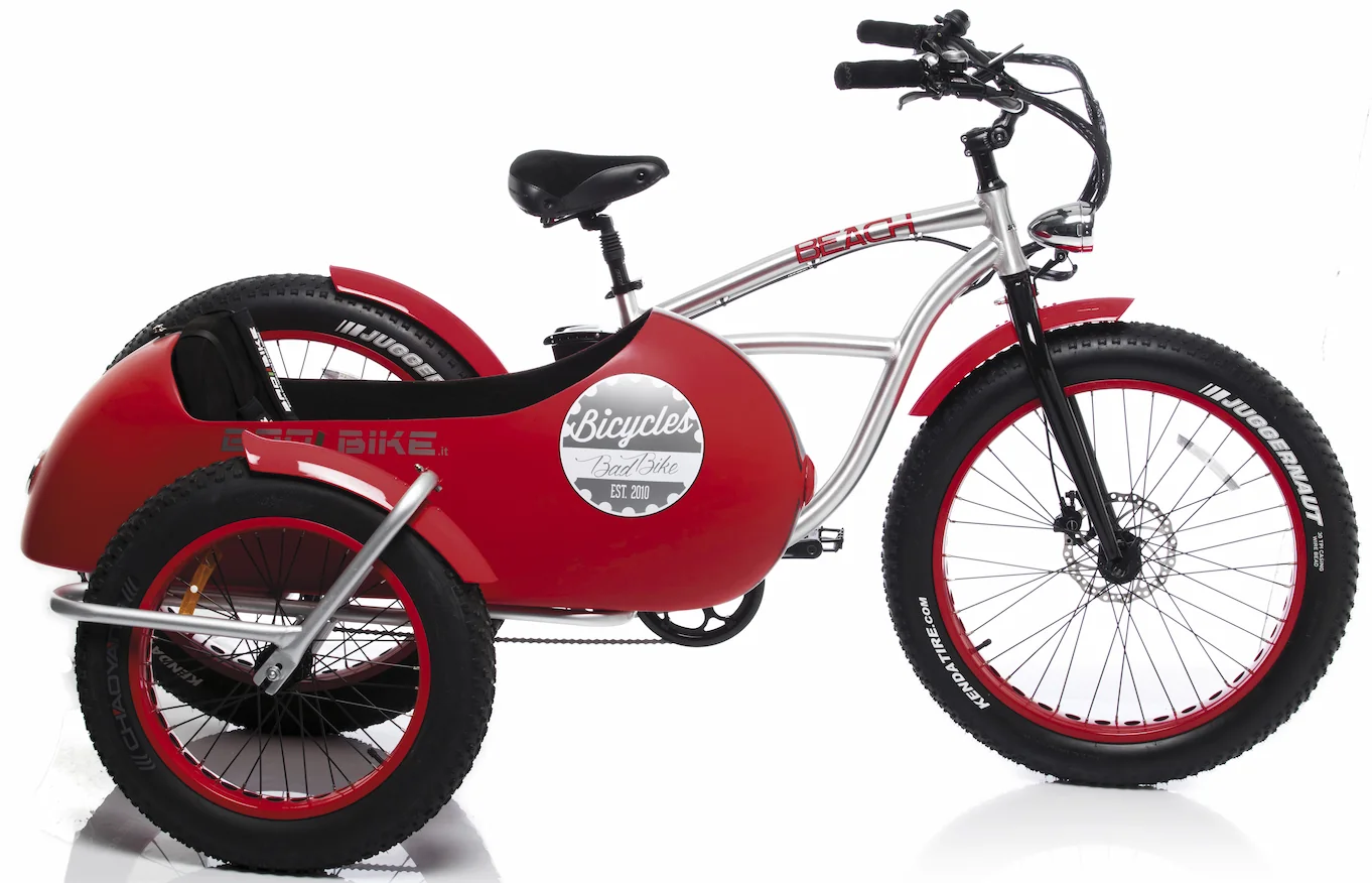 Elektrische Fatbike Zijspan Fiets Beach Cruiser Bad Bike 250W Rood