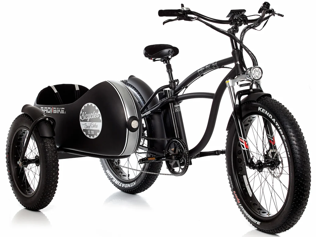 Elektrische Fatbike Zijspan Fiets Beach Cruiser Bad Bike 250W Zwart