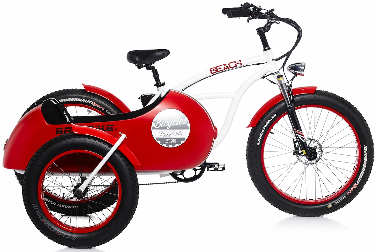 Elektrische Fatbike Zijspan Fiets Beach Cruiser Bad Bike 250W Wit