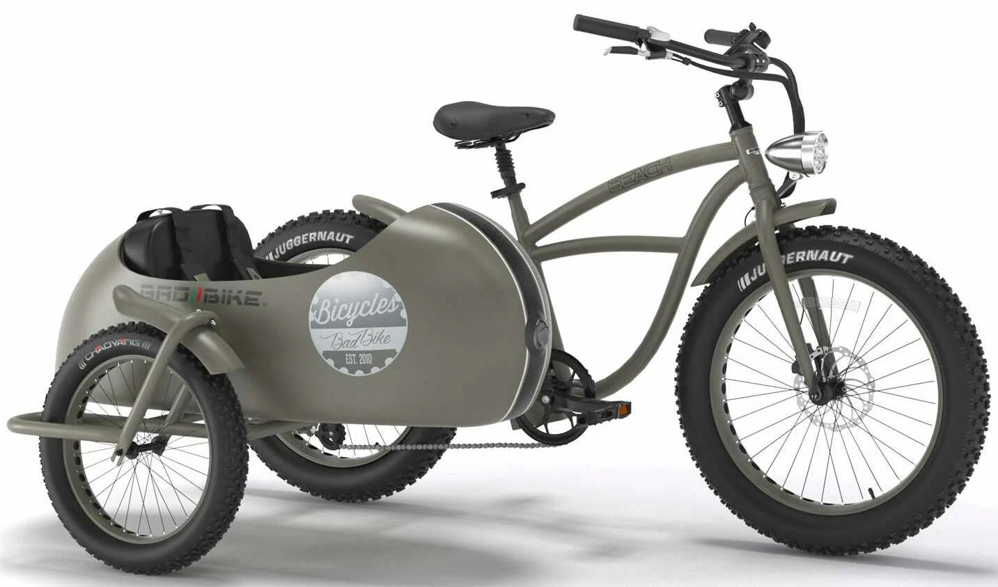 Elektrische Fatbike Zijspan Fiets Beach Cruiser Bad Bike 250W Groen